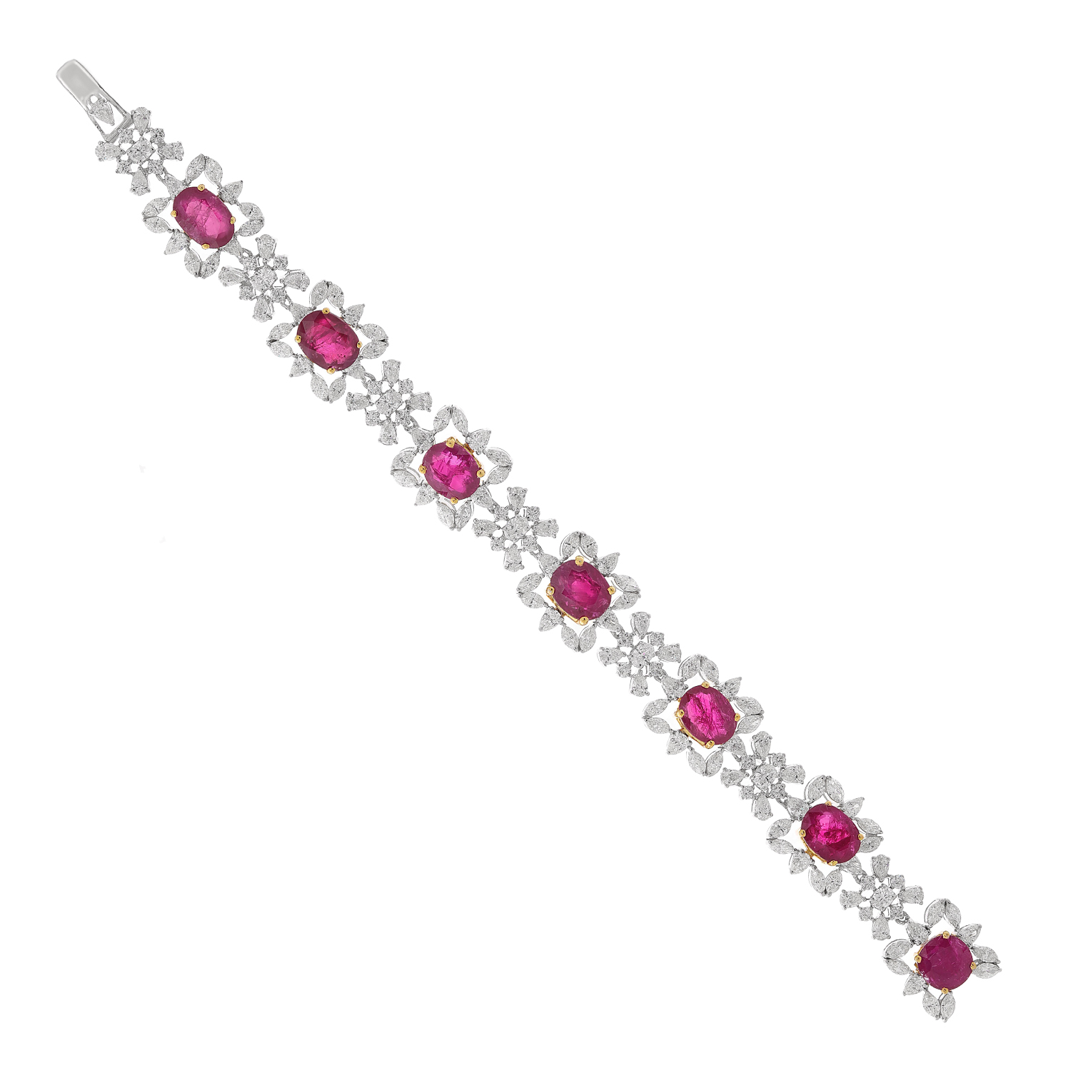 Buy Blushing Beauty Ruby Diamond Bracelet 18 KT yellow gold (17.5 gm). |  Online By Giriraj Jewellers