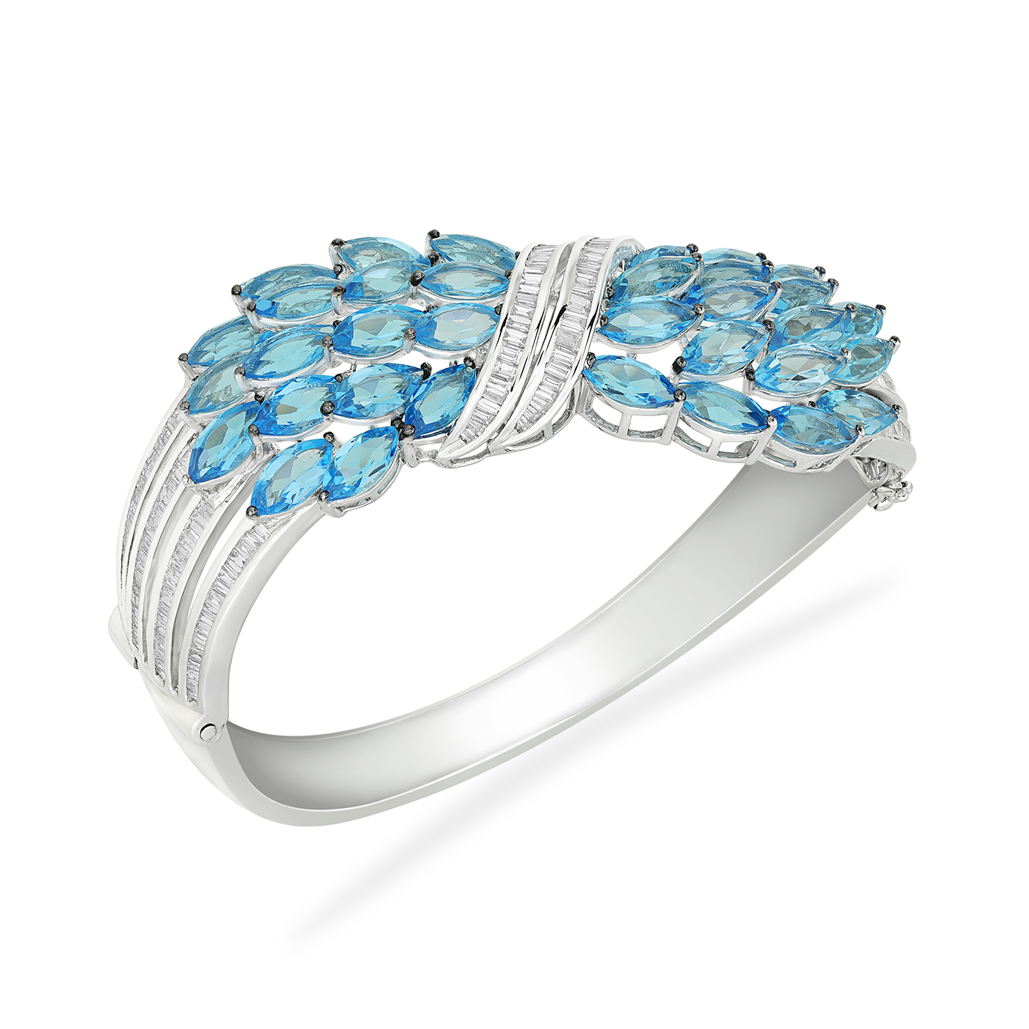 David Yurman Novella Three Stone Bracelet with Blue Topaz and Pavé Diamonds  192740943188  JosephAnthony Fine Jewelry