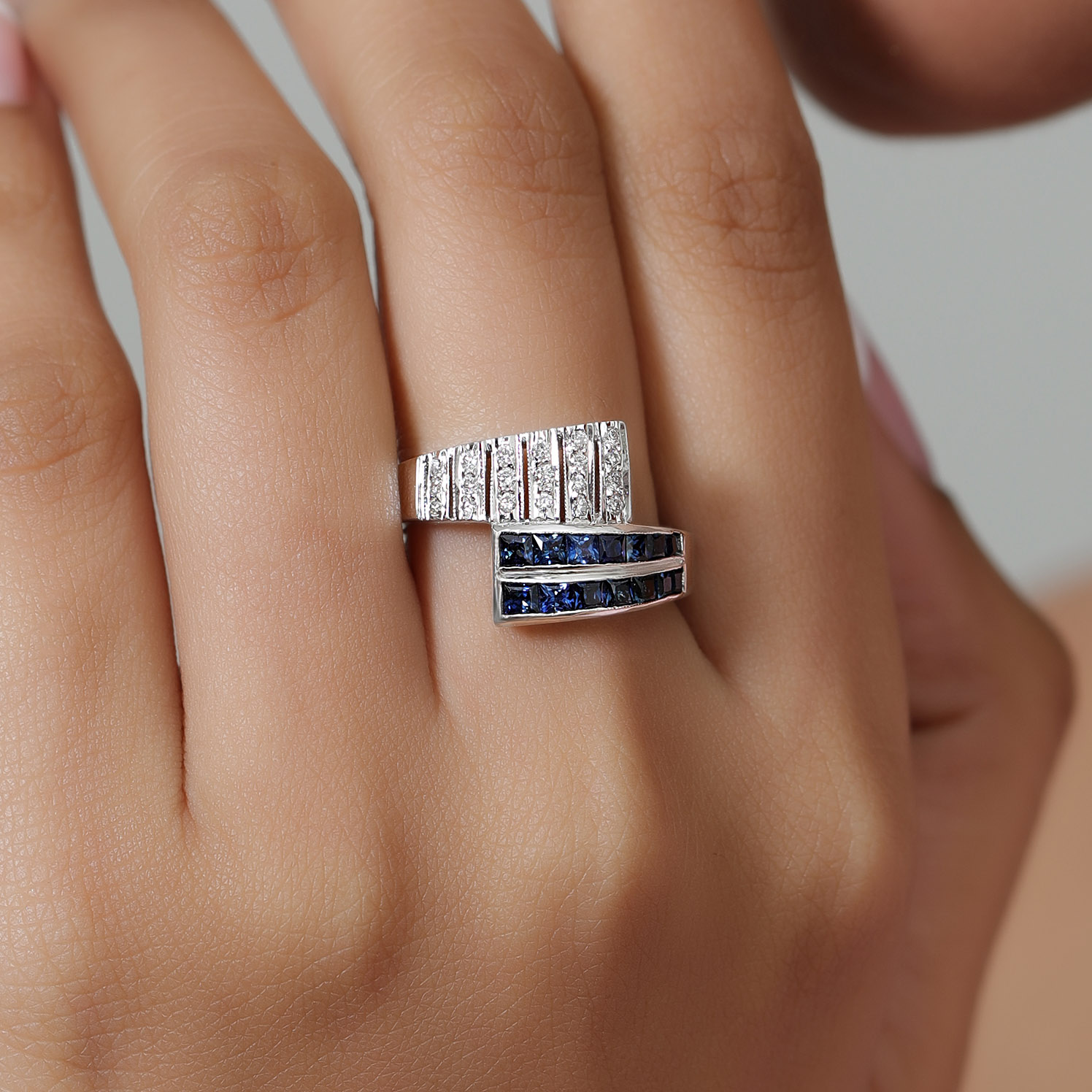 Diamond With Blue Sapphire Ring Jaipur Jewels