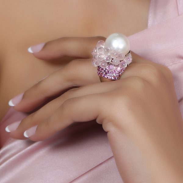 Pink Ceramic Band with Cultured Pearl by Etienne Perret (Ceramic & Pearl  Ring) | Artful Home