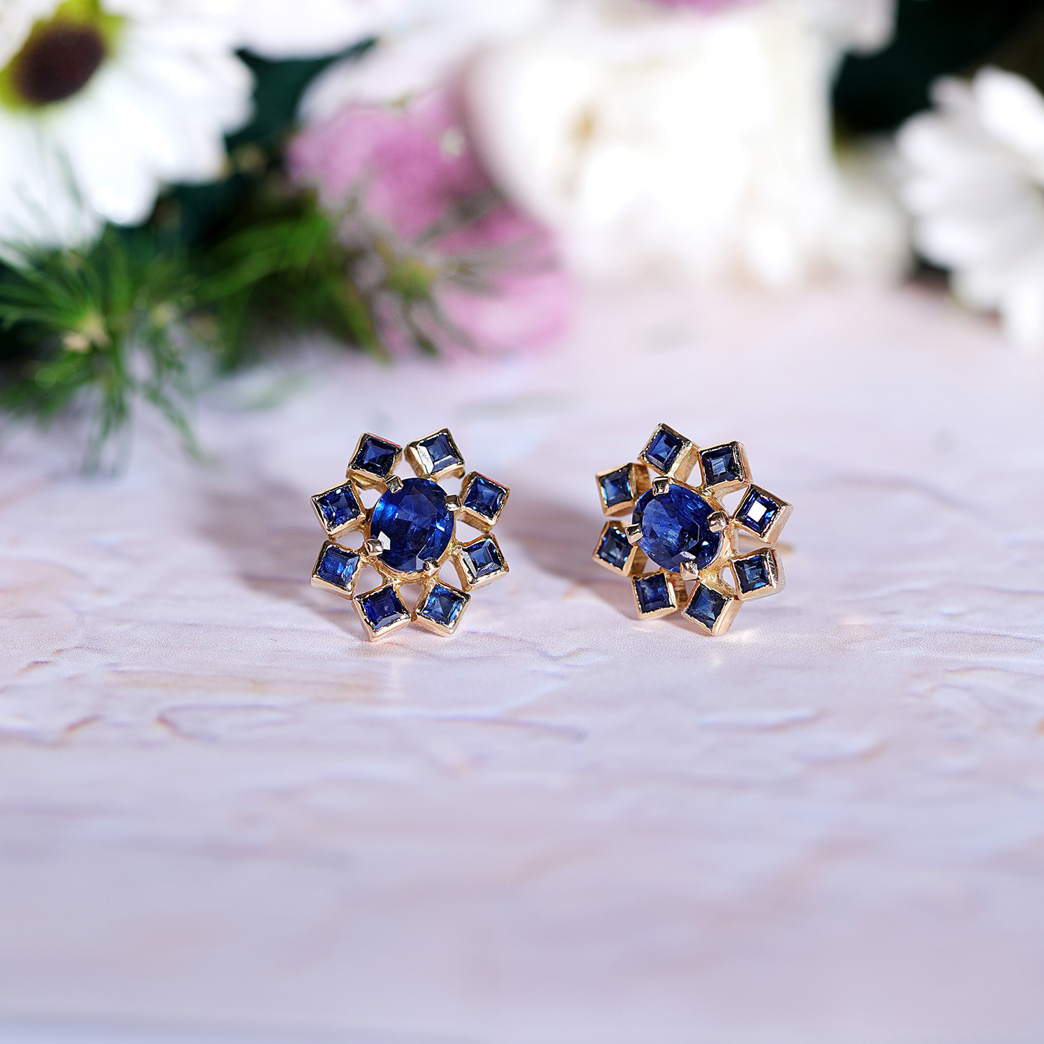 Floral Blue Sapphire Tops - Jaipur Jewels