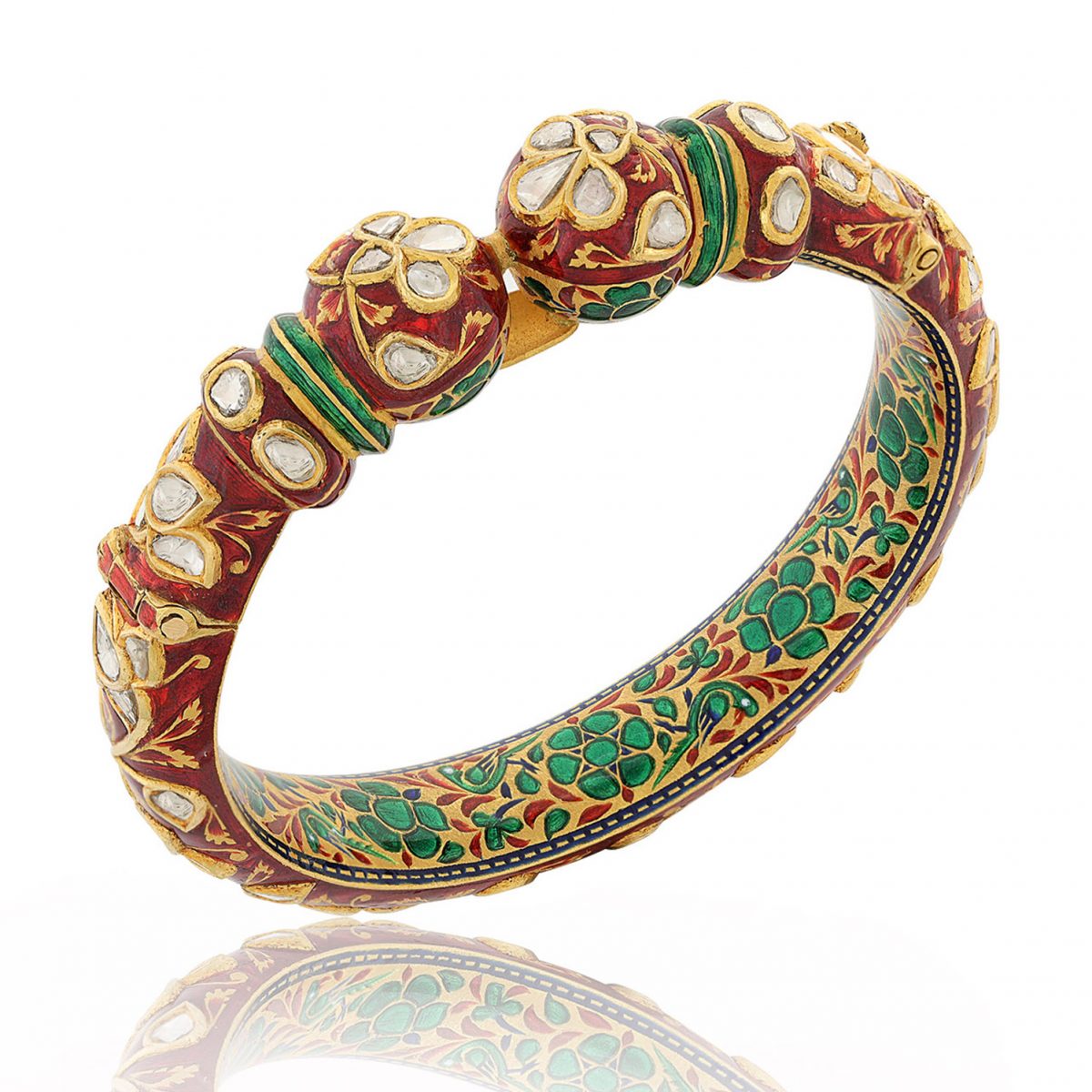 Signature Polki Jadau Big Sankhla Bangle - Jaipur Jewels