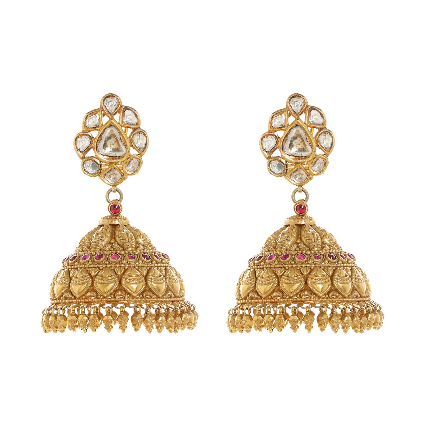 Shop Rubans Gold Plated Pearl Hanging Jhumka Earrings. Online at Rubans