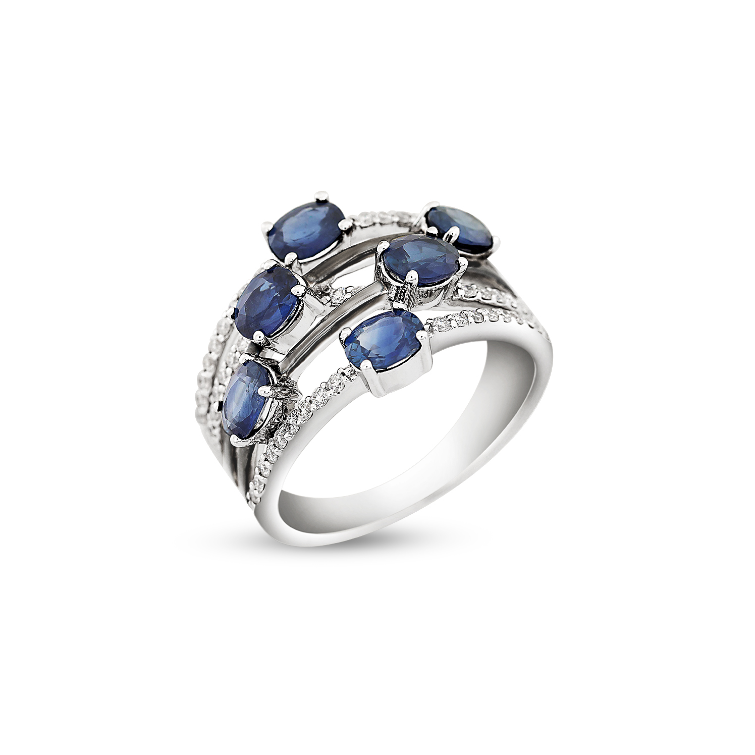 Unique Sapphire & Diamond Marquise Falling Leaf Band Ring | Berlinger  Jewelry