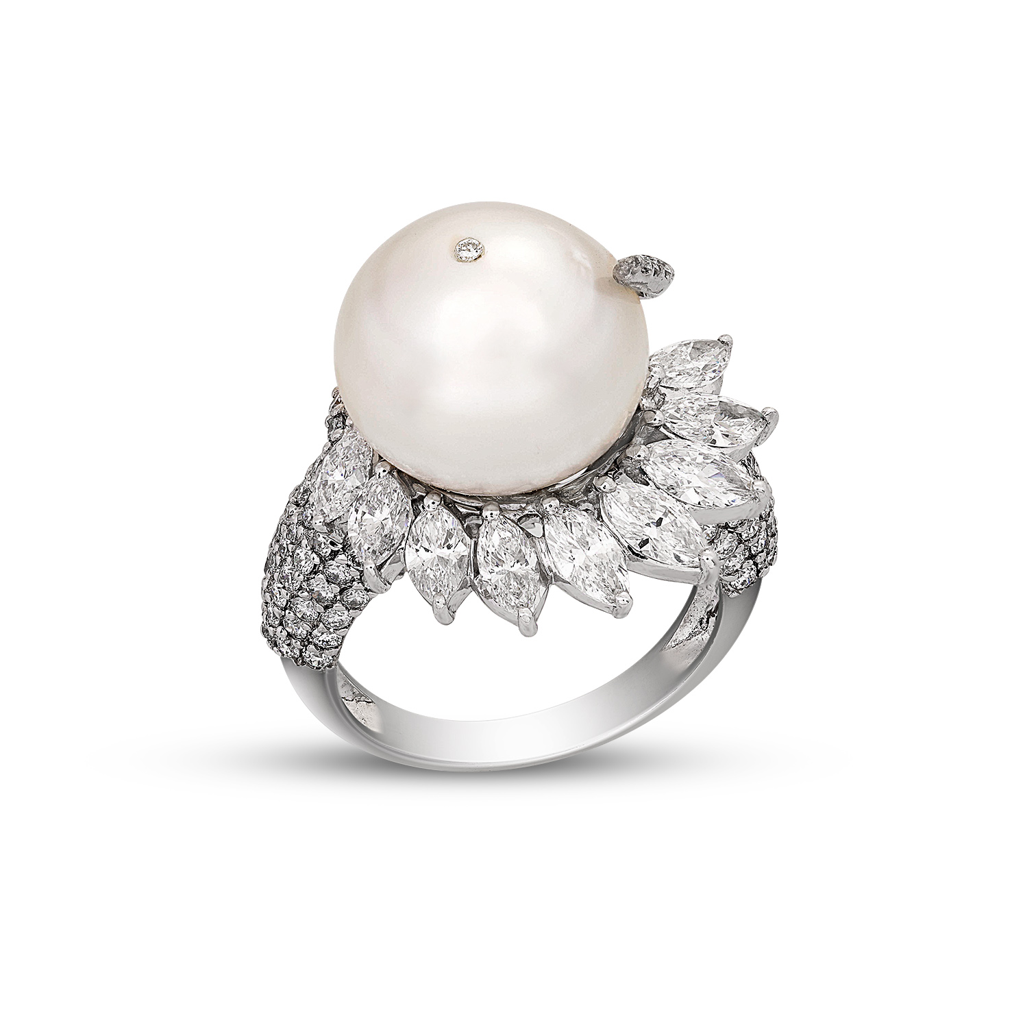 South Sea Pearl Diamond Ring Jaipur Jewels