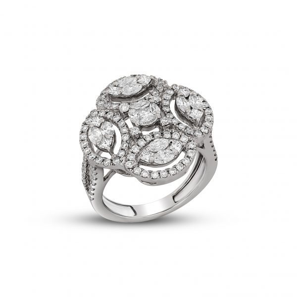 Pear And Marquise Diamond Round Ring